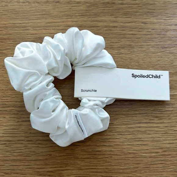2x Spoiled Child White Luxe Scrunchie